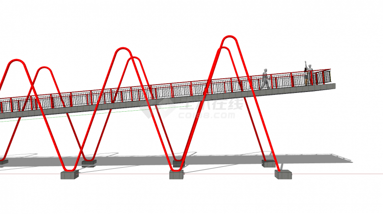廊桥嘉定新城红色曲线su模型-图一