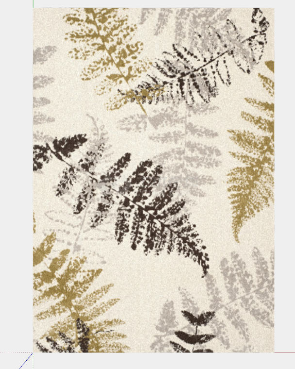 米黄色带树叶花型装的布艺地毯su模型-图二