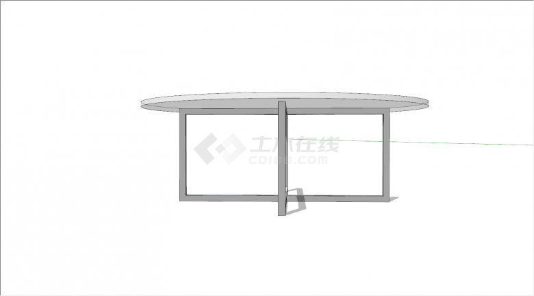 圆形透明玻璃办公室桌子su模型-图一