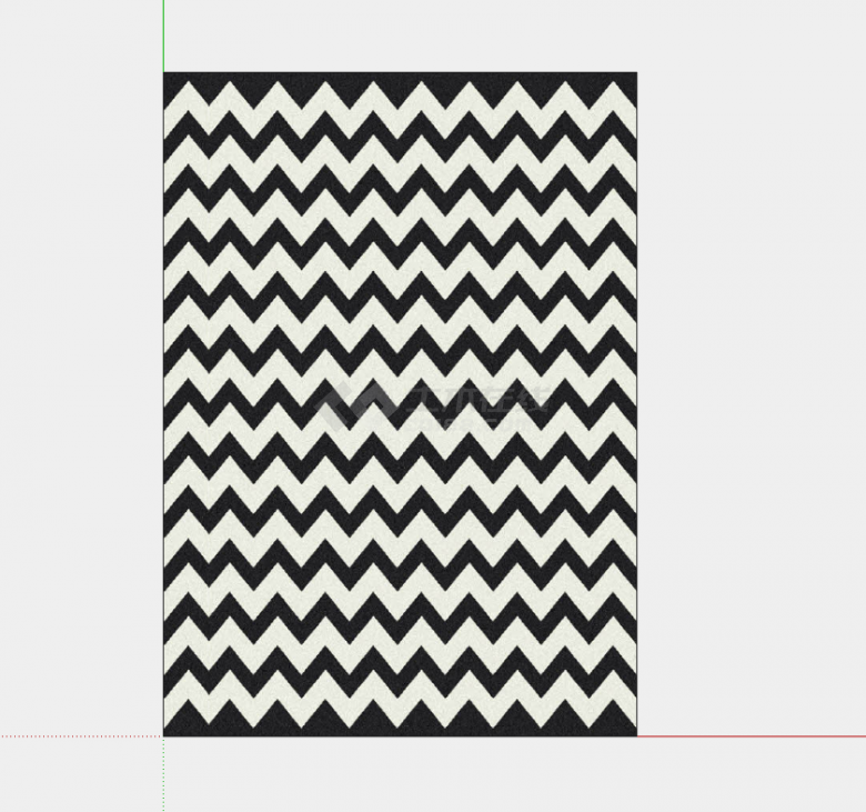 一款黑白色的带有波浪纹的布艺地毯su模型-图二