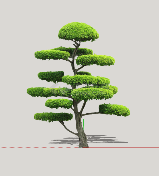绿色别致绿丝带造型树 su模型-图二