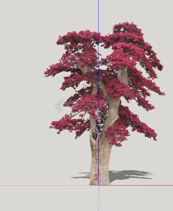 红色灰杆子绿丝带造型树 su模型-图一