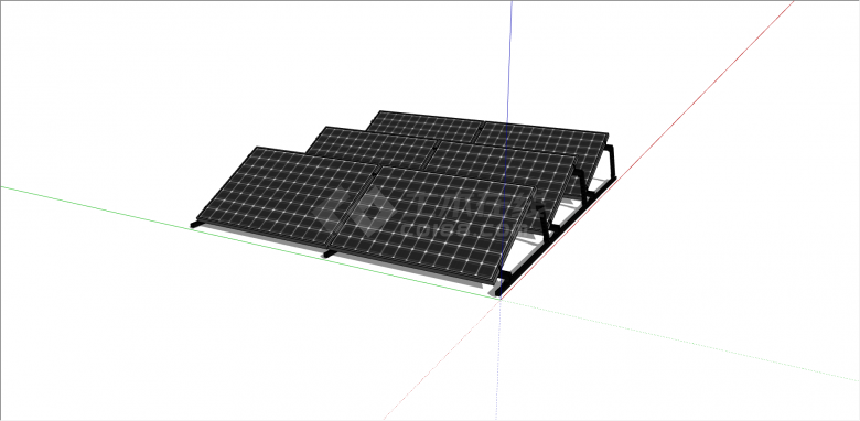 黑白格子太阳能电池板组合su模型-图一