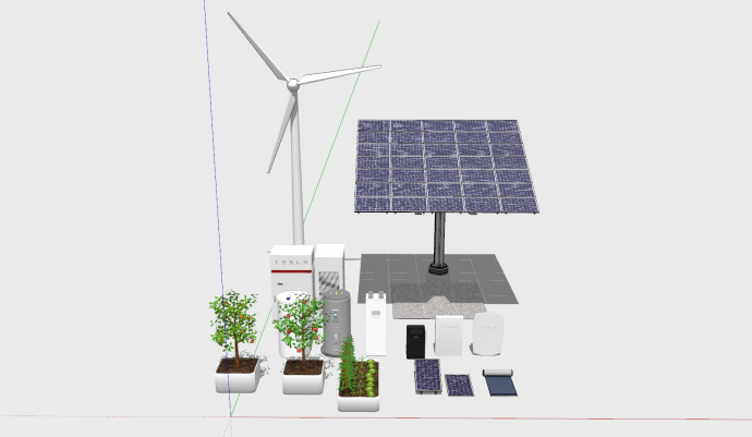 太阳能电池板大小组合su模型_图1