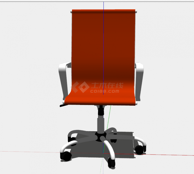 红色可旋转的办公椅子su模型-图一