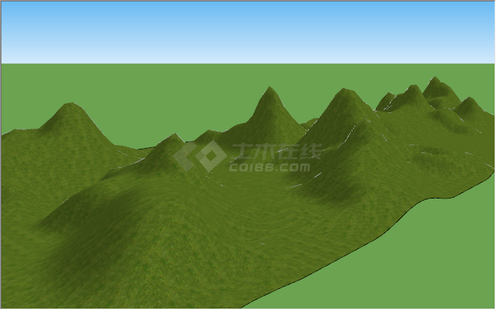 现代绿色山体山脉装饰su模型-图二