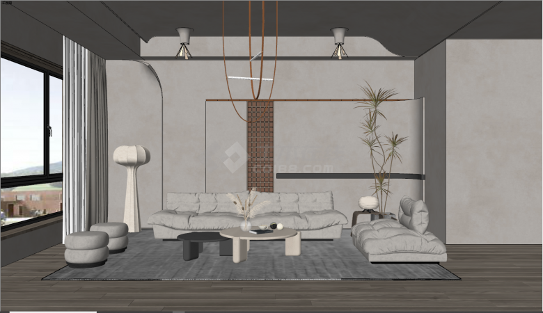 现代休闲沙发客厅su模型-图二