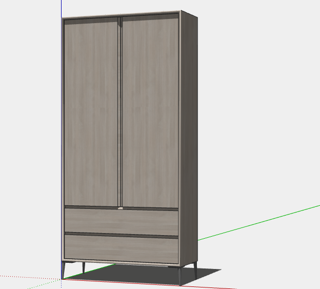 褐色实木对开门的板式家具su模型_图1
