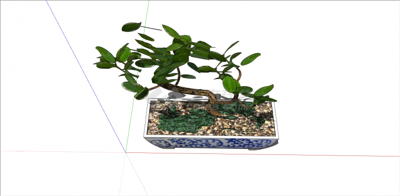 现代异状观赏性盆栽su模型-图二