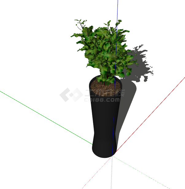 黑色大气花瓶绿植盆栽 su模型-图二
