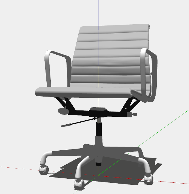 银白色的旋转带扶手的办公椅子su模型_图1