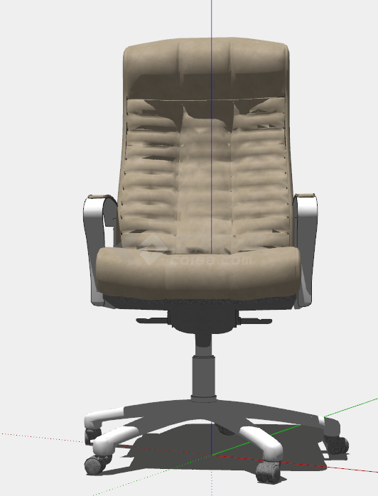 黄棕色大气加厚坐垫旋转滑轮的办公椅子su模型-图一