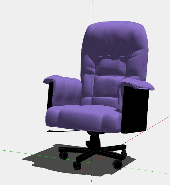 黑色支架带滑轮的紫色办公椅子su模型_图1
