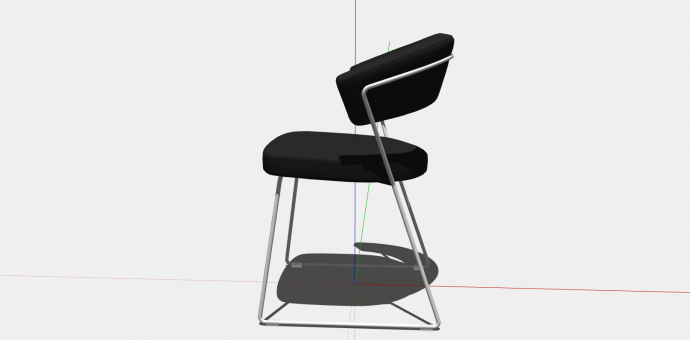 黑色铁质无扶手椅子su模型_图1