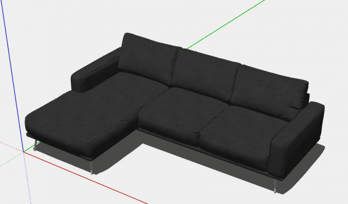 简约可躺卧组合沙发的SU模型_图1