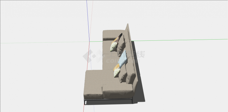 小型L型简约组合沙发su模型-图二