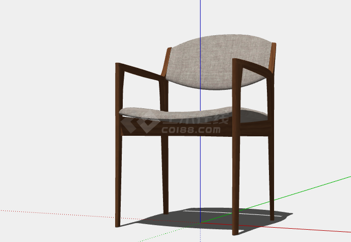 木制米色靠背扶手椅子su模型-图一