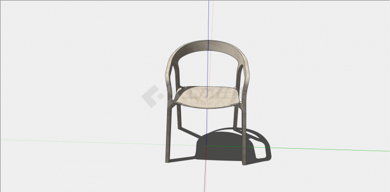 小型简约棕色扶手椅子su模型-图一