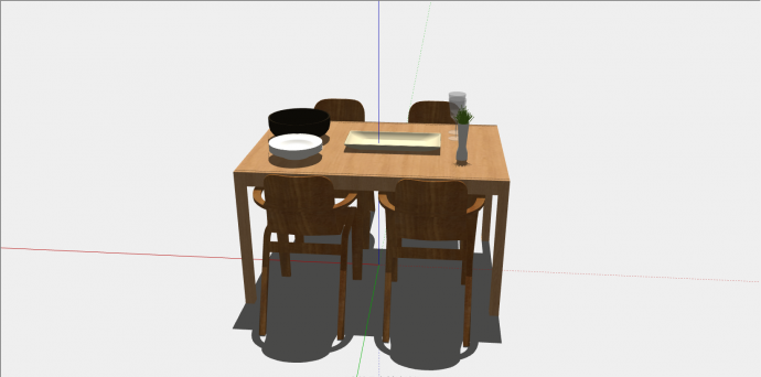 中式小型木制餐桌椅su模型_图1