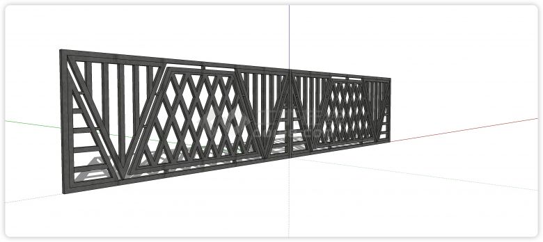 三角形梯形造型铁艺栏杆su模型-图二