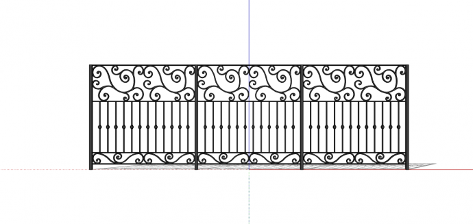 一款深色的带有花纹的雕花的栏杆su模型_图1