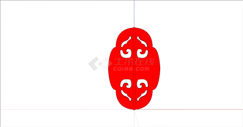 构件和配景su模型中式红色古花纹-图二