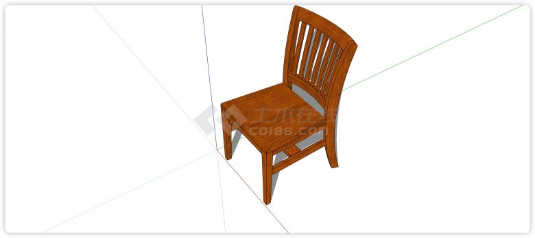 中式家具柚木单背靠背椅su模型-图二
