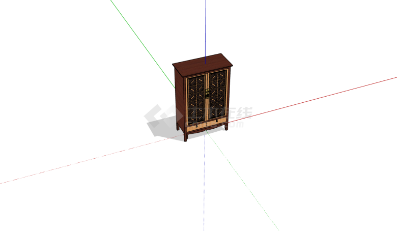 木制拼接色长条柜子su模型-图二