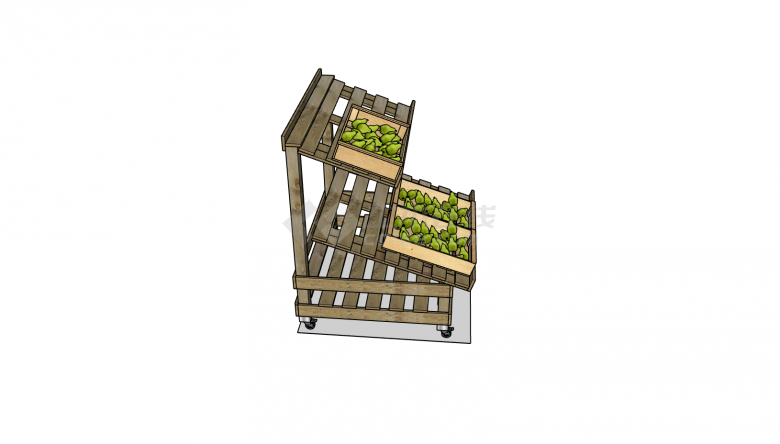 一款带有灰色木架搭建的蔬菜架su模型-图二