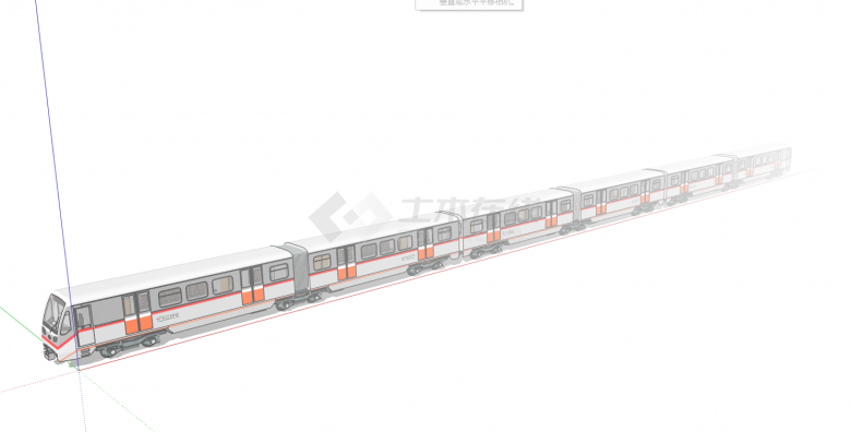 现代白红色长条地铁su模型-图二