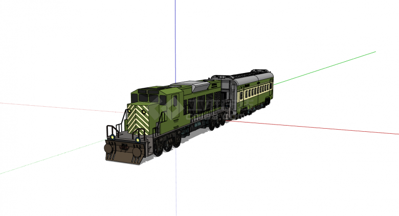 欧式复古绿色短火车su模型-图二