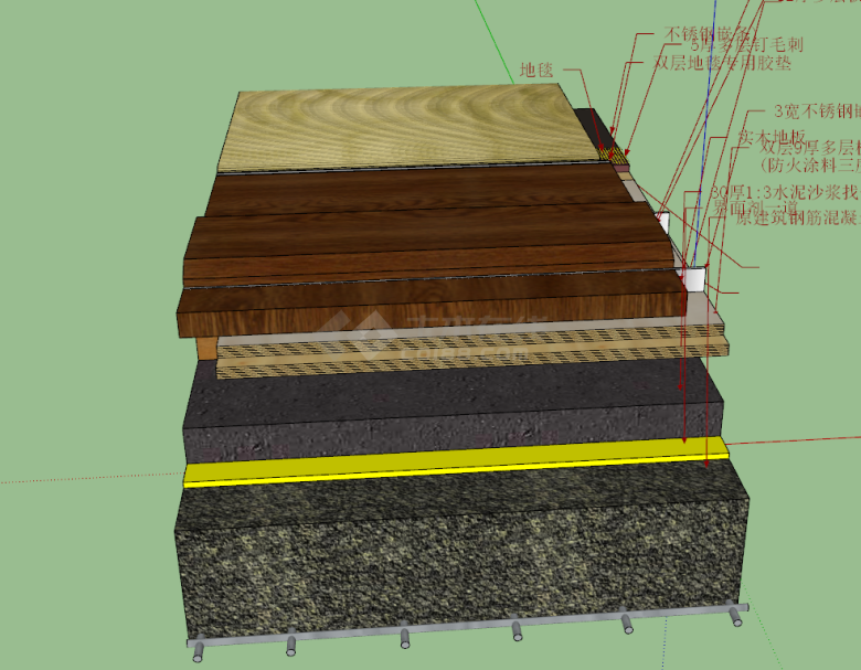 木地板与地毯实心,7型su模型-图二