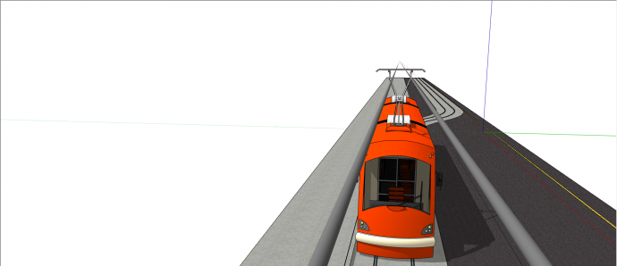 都市红色系有轨电车su模型_图1