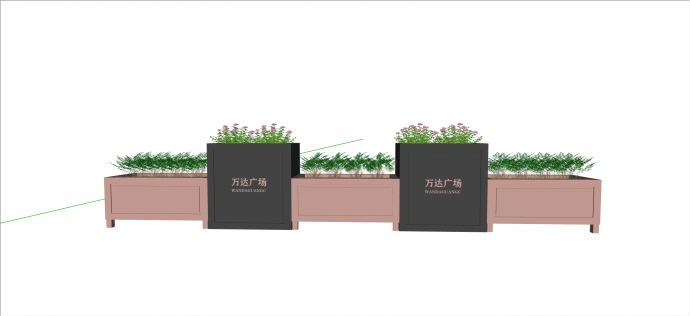现代经典广场植物花箱su模型_图1