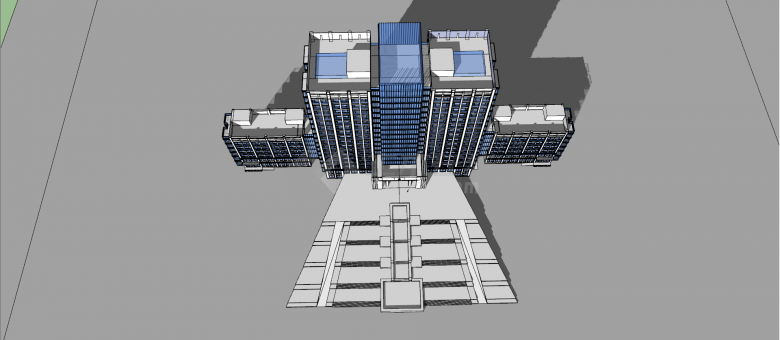 大型独立对称式行政办公楼su模型-图二