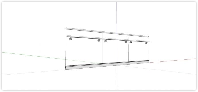 白色圆柱形扶手玻璃栏杆su模型_图1