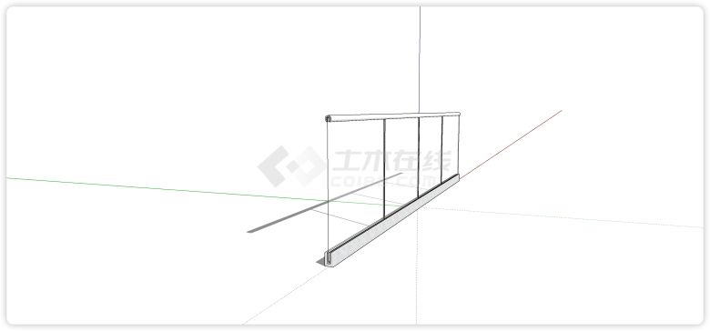 大理石槽地面固定无边框玻璃栏杆su模型-图二