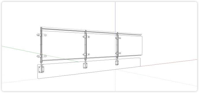 高挡水线白色结构玻璃栏杆su模型_图1