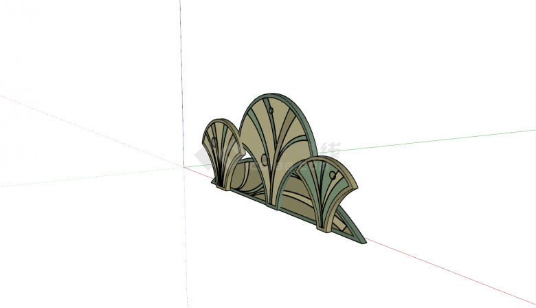 构件和配景su模型绿色扇形-图二