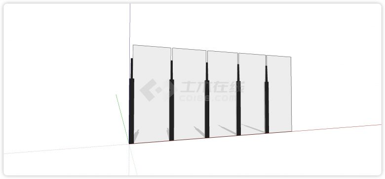 黑色金属左右固定玻璃栏杆su模型-图二