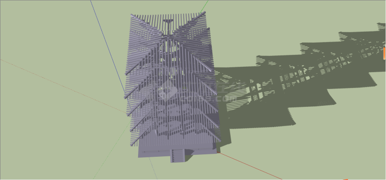 冷调灰色全镂空古塔类su模型-图二