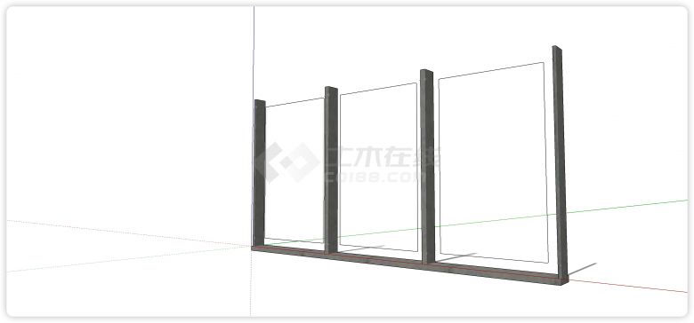 方扁方管结构玻璃栏杆su模型-图二