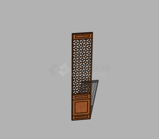 木制长形中式门窗 su模型-图二