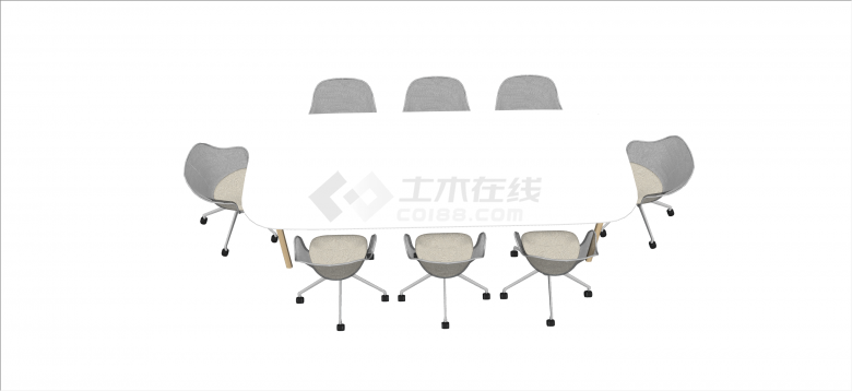 现代长方形八人办公桌会议桌su模型-图二