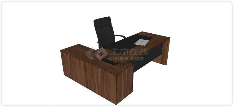 胡桃木木纹办公桌会议桌su模型-图二