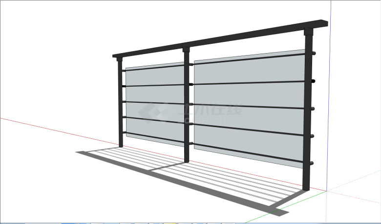 现代简约式玻璃栏杆su模型-图一