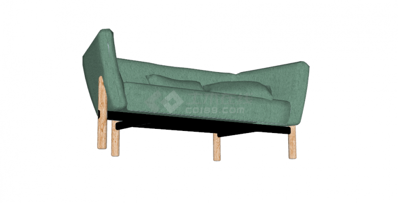 墨绿色沙发茶几休闲椅su模型-图二