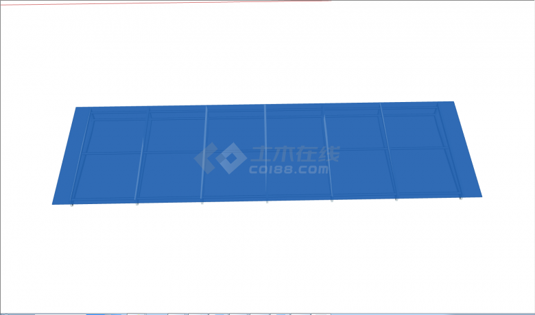 长廊式蓝色玻璃雨棚su模型-图二