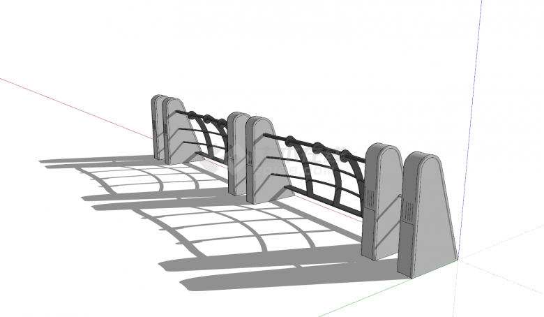 不锈钢栏杆外观展示su模型-图二