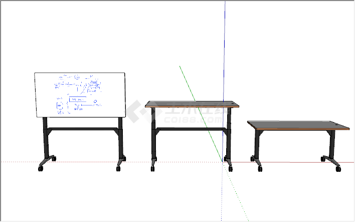 现代简约课桌办公桌白板su模型-图一